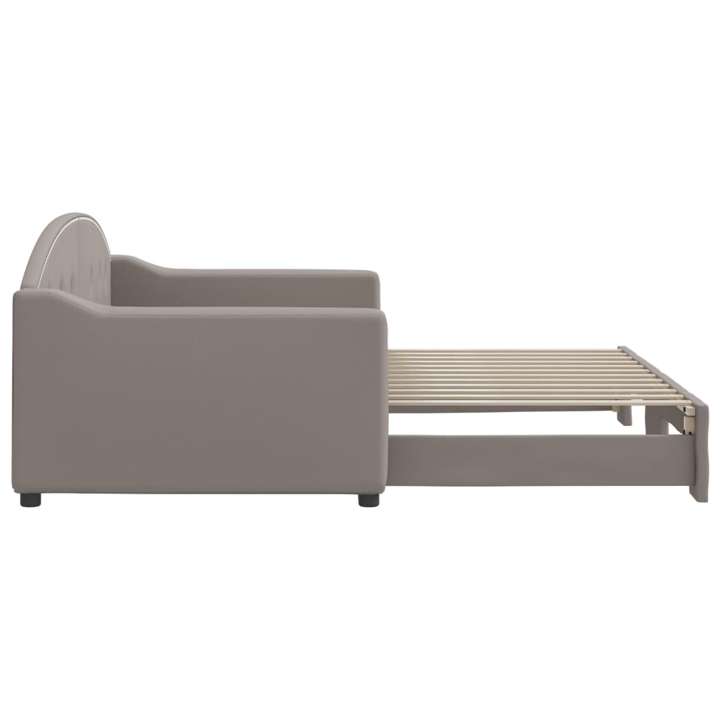 vidaXL Pat de zi cu extensie, gri taupe, 90x200 cm, textil