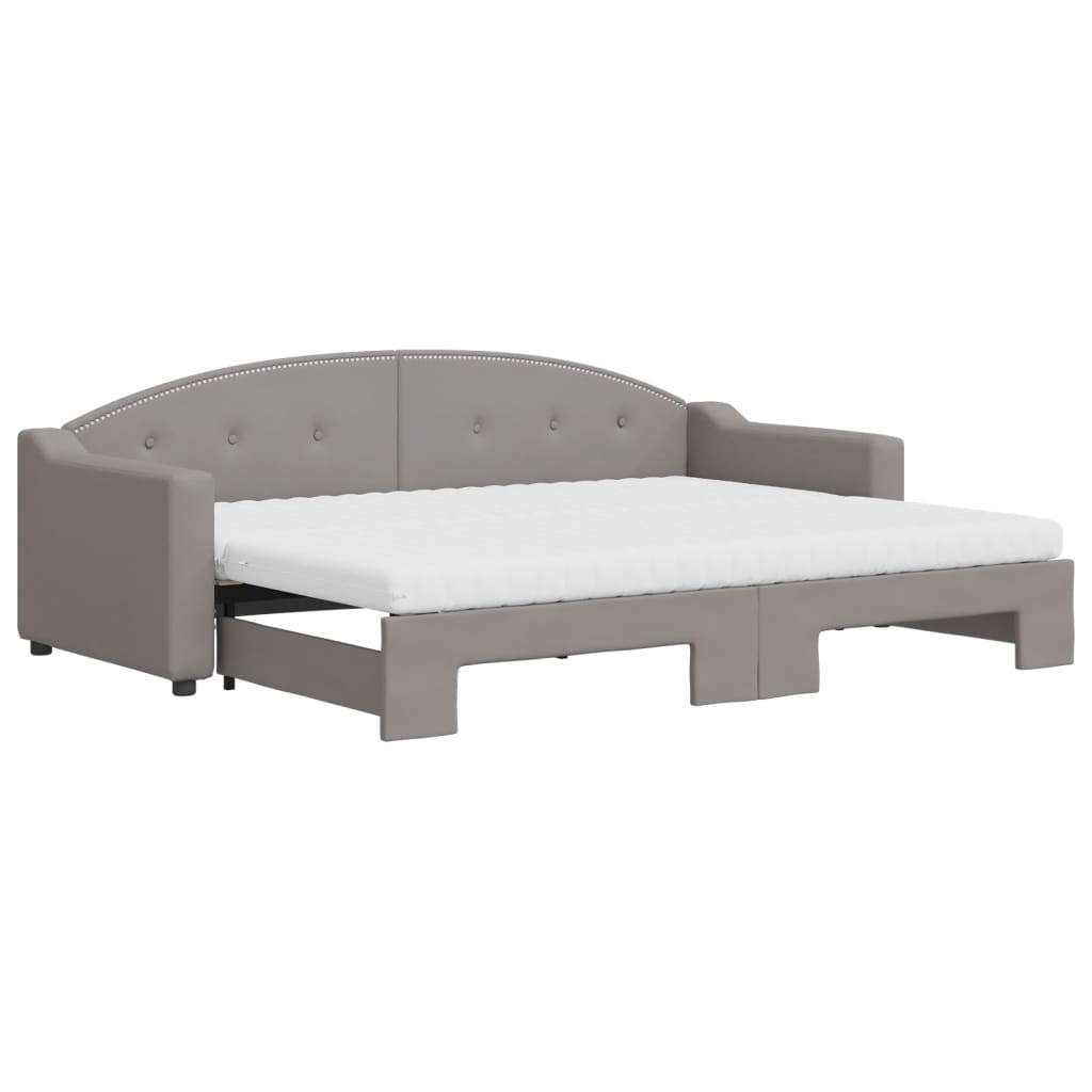 vidaXL Pat de zi cu extensie și saltele, gri taupe, 80x200 cm, textil vidaXL Pat de zi cu extensie și saltele, gri taupe, 80x200 cm, textil