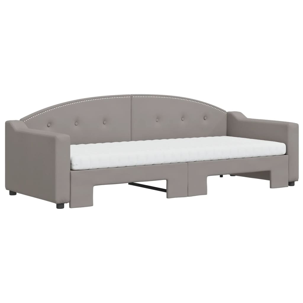 vidaXL Pat de zi cu extensie și saltele, gri taupe, 80x200 cm, textil vidaXL Pat de zi cu extensie și saltele, gri taupe, 80x200 cm, textil