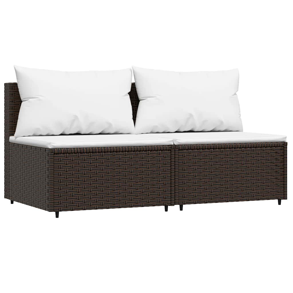 vidaXL Set mobilier de grădină cu perne, 3 piese, maro, poliratan vidaXL Set mobilier de grădină cu perne, 3 piese, maro, poliratan