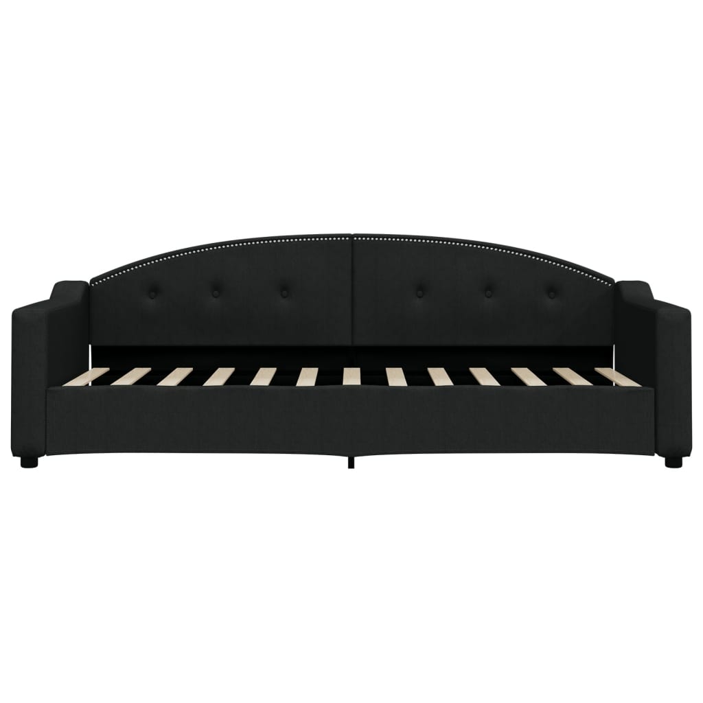 vidaXL Pat de zi cu extensie și sertare, negru, 80x200 cm, textil