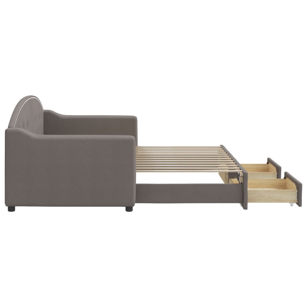 vidaXL Pat de zi cu extensie și sertare, gri taupe, 80x200 cm, textil