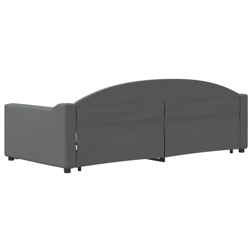vidaXL Pat de zi cu extensie și sertare, gri închis, 90x200 cm textil