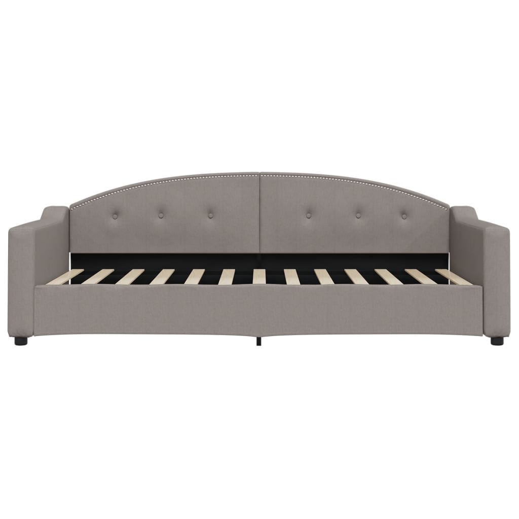 vidaXL Pat de zi cu extensie și sertare, gri taupe, 90x200 cm, textil