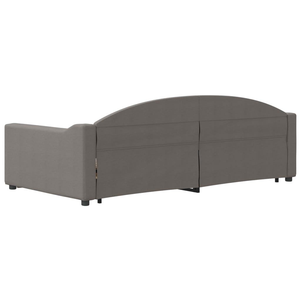 vidaXL Pat de zi cu extensie și sertare, gri taupe, 100x200 cm, textil