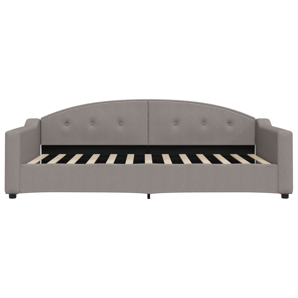 vidaXL Pat de zi cu extensie și sertare, gri taupe, 100x200 cm, textil