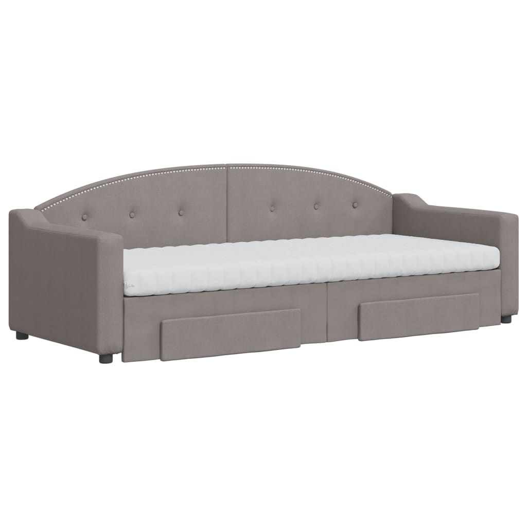 vidaXL Pat de zi cu extensie și sertare, gri taupe, 80x200 cm, textil