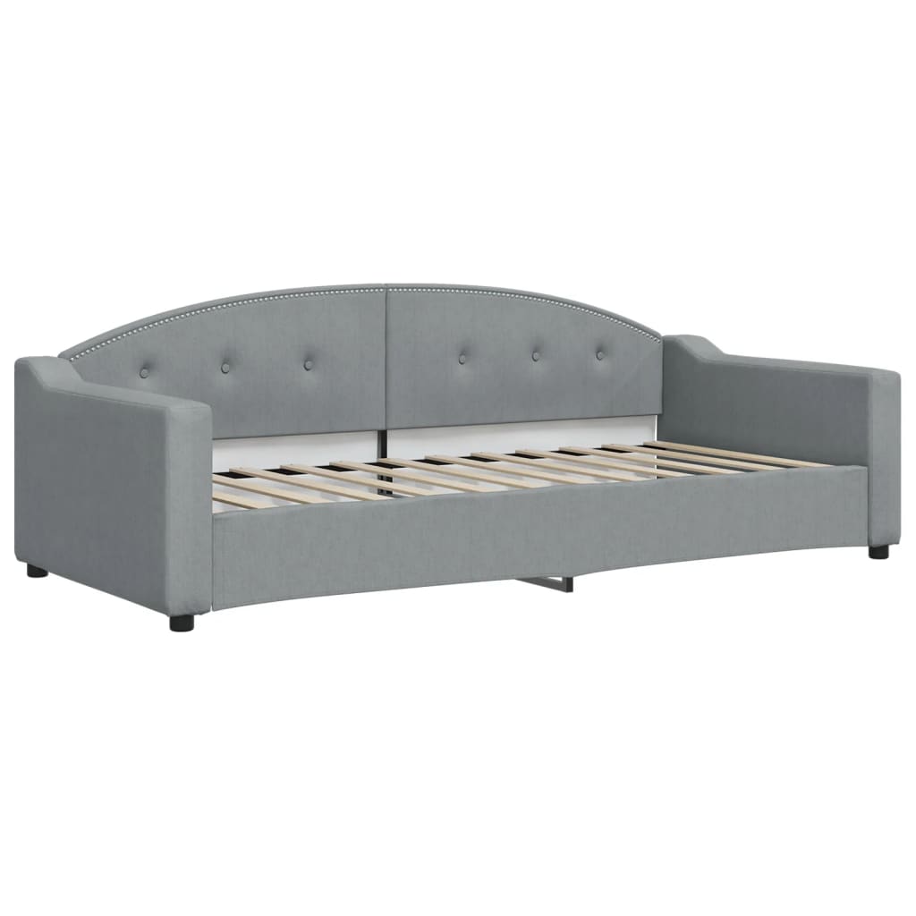 vidaXL Pat de zi cu extensie și sertare, gri deschis, 90x200 cm textil