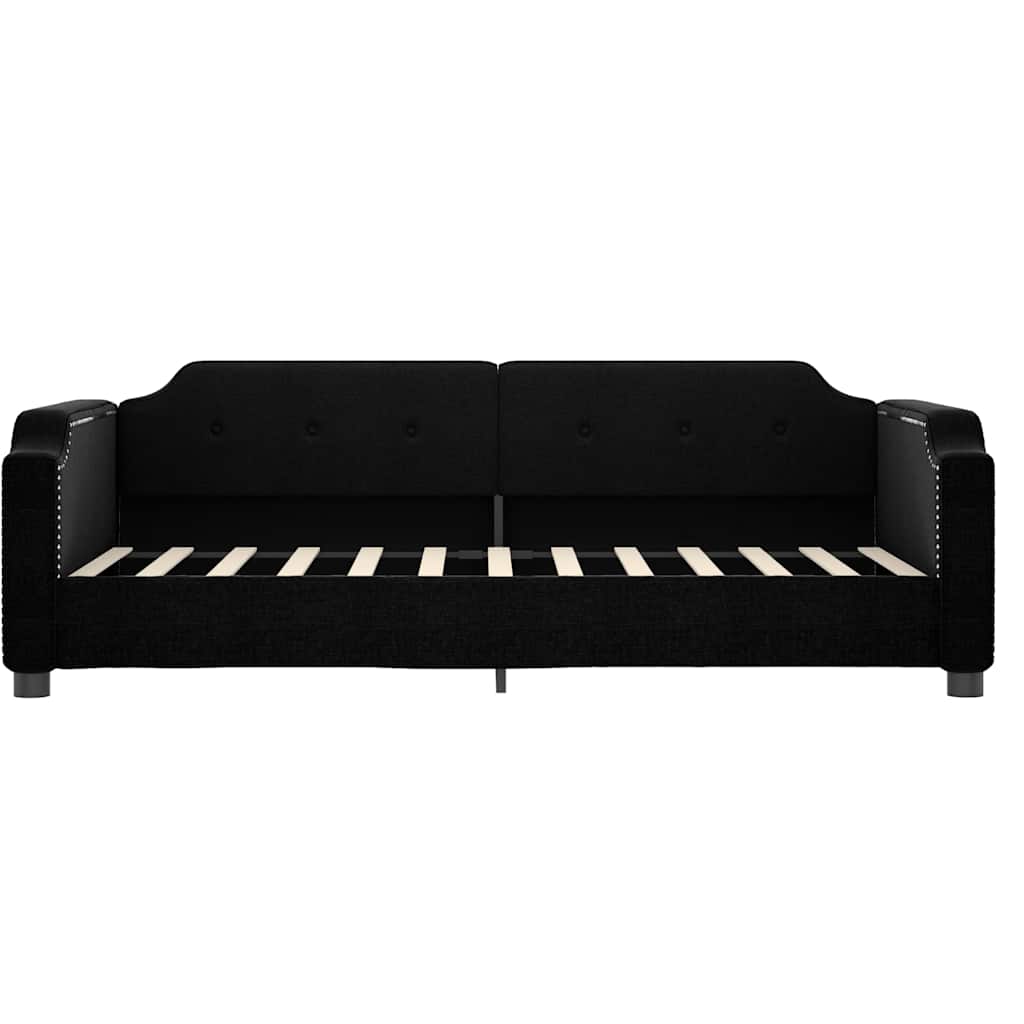 vidaXL Pat de zi cu saltea, negru, 80x200 cm, textil