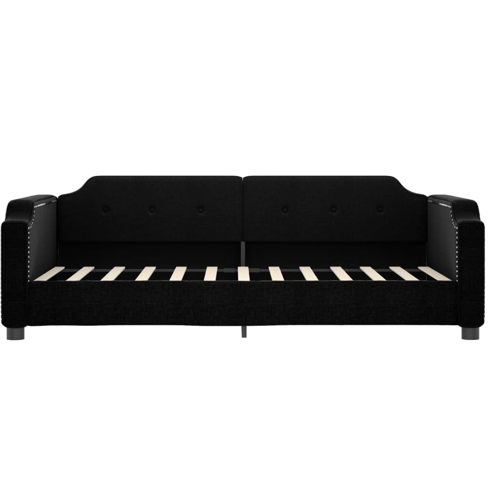 vidaXL Pat de zi cu saltea, negru, 90x200 cm, textil