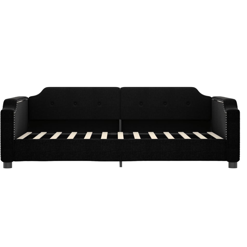vidaXL Pat de zi cu saltea, negru, 90x190 cm, textil