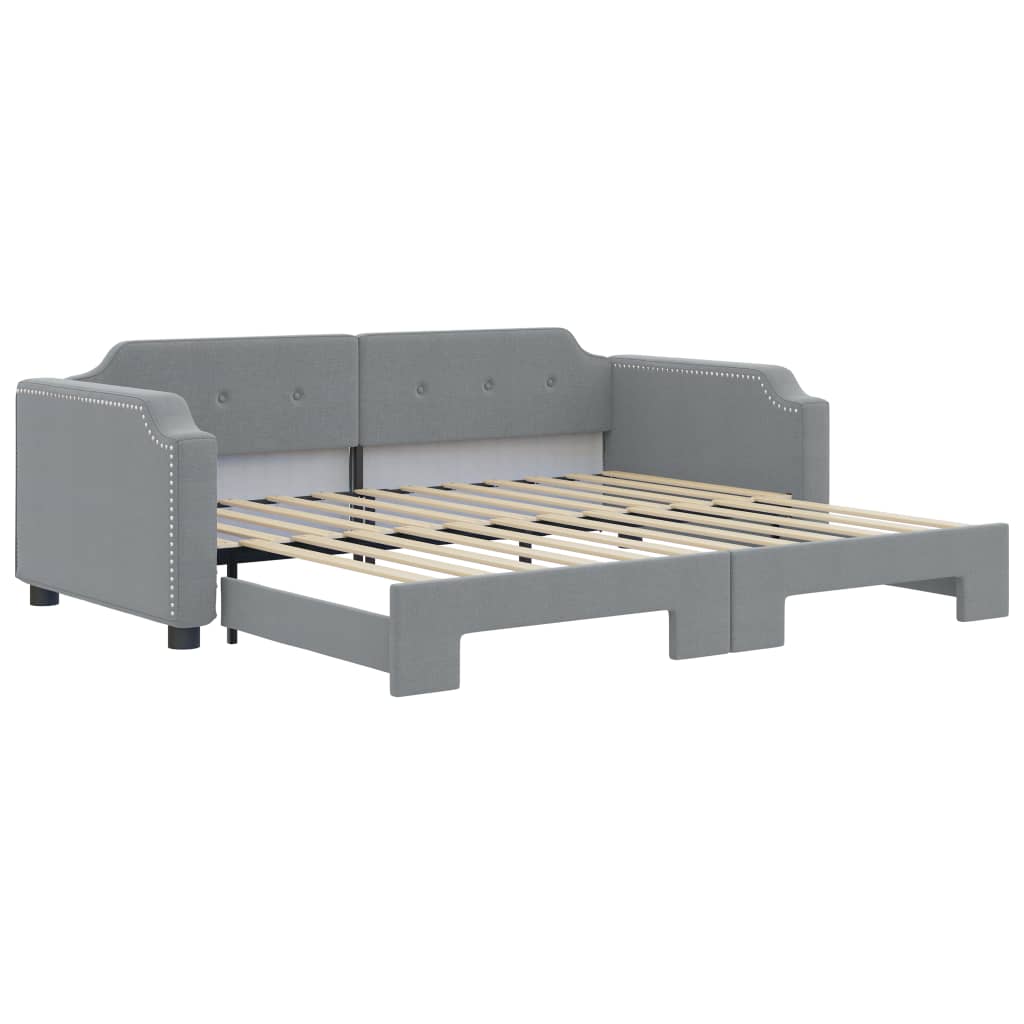vidaXL Pat de zi cu extensie, gri deschis, 80x200 cm, textil vidaXL Pat de zi cu extensie, gri deschis, 80x200 cm, textil