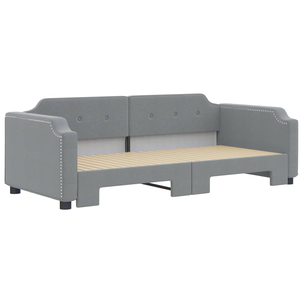 vidaXL Pat de zi cu extensie, gri deschis, 80x200 cm, textil vidaXL Pat de zi cu extensie, gri deschis, 80x200 cm, textil