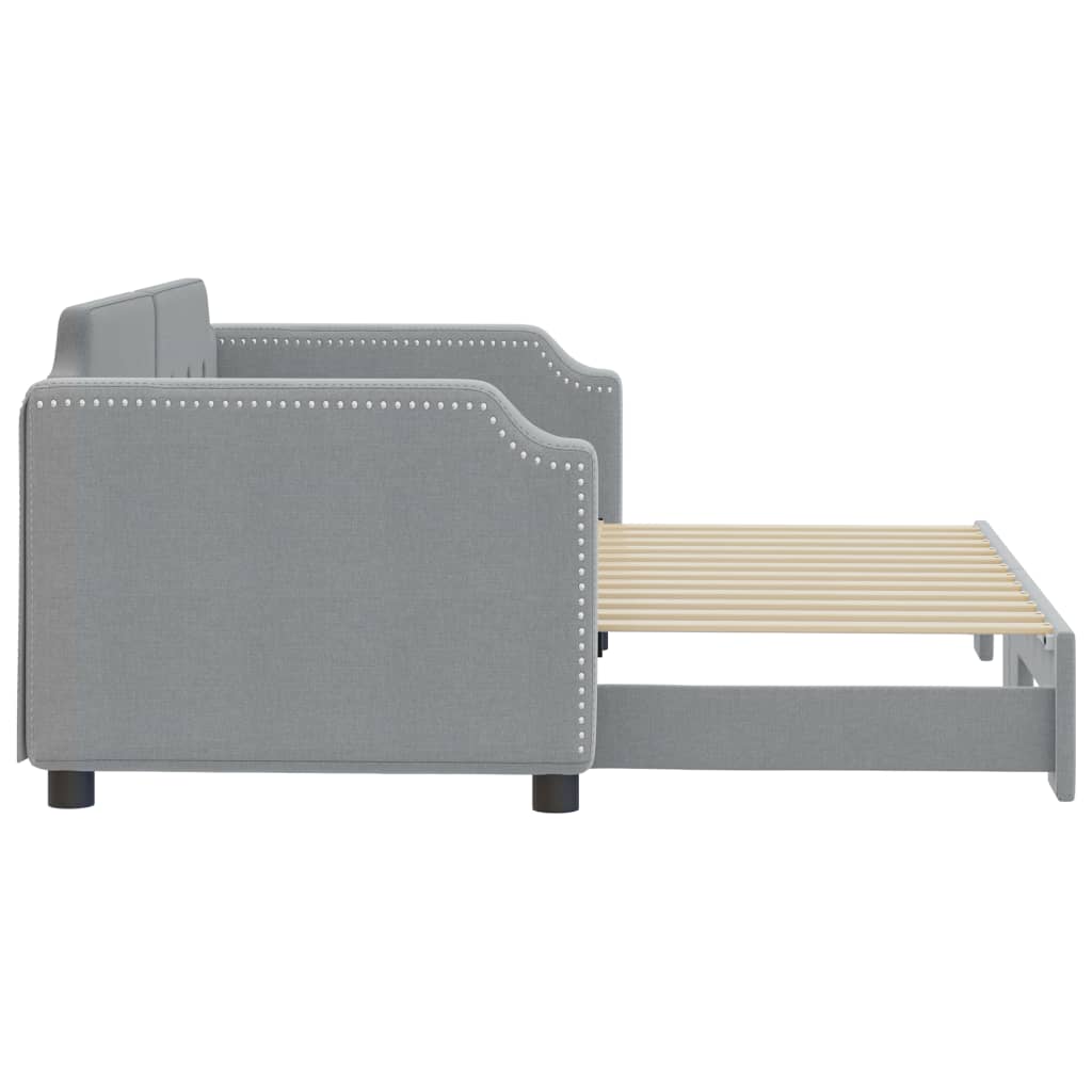 vidaXL Pat de zi cu extensie, gri deschis, 80x200 cm, textil vidaXL Pat de zi cu extensie, gri deschis, 80x200 cm, textil