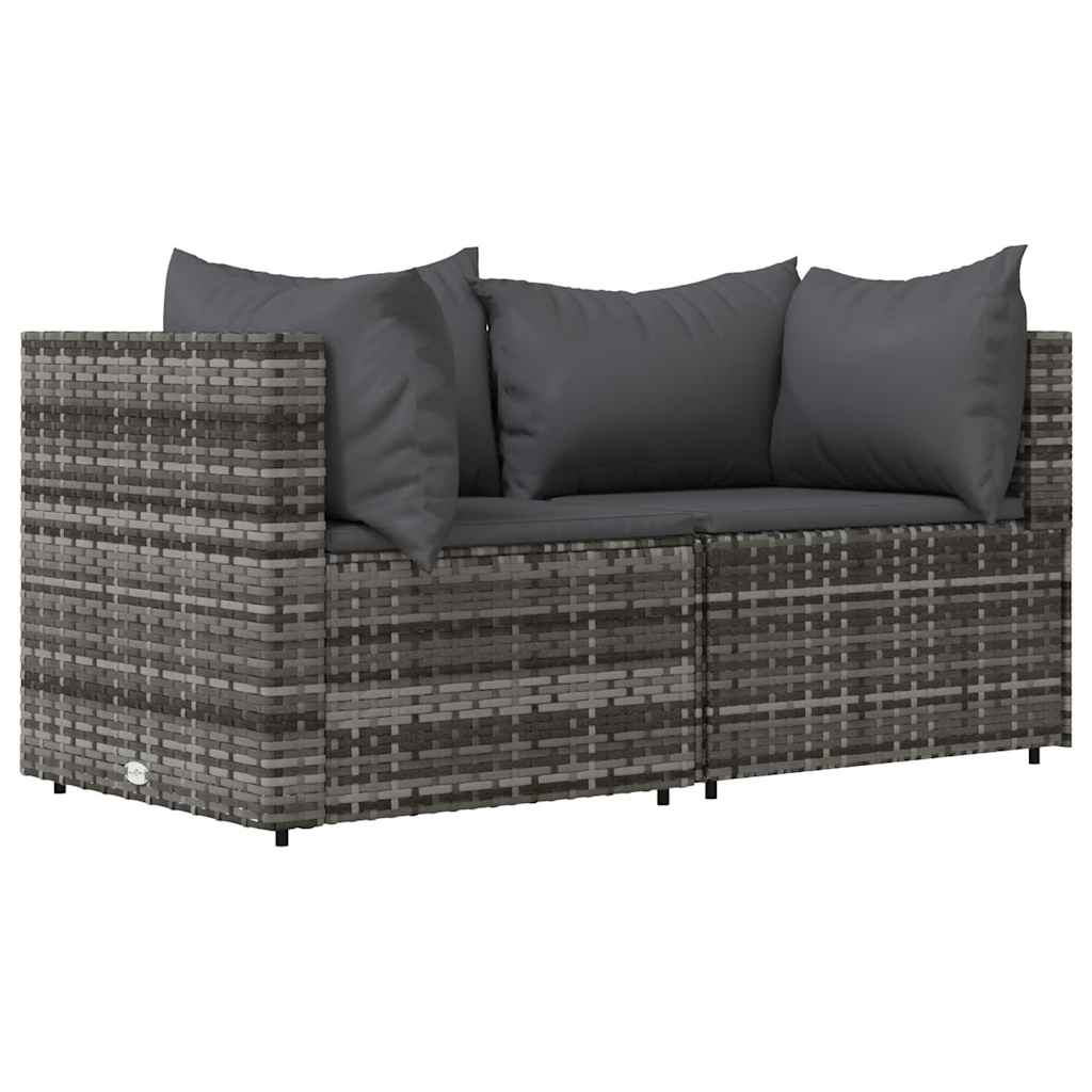 vidaXL Set mobilier de grădină cu perne, 3 piese, gri, poliratan vidaXL Set mobilier de grădină cu perne, 3 piese, gri, poliratan