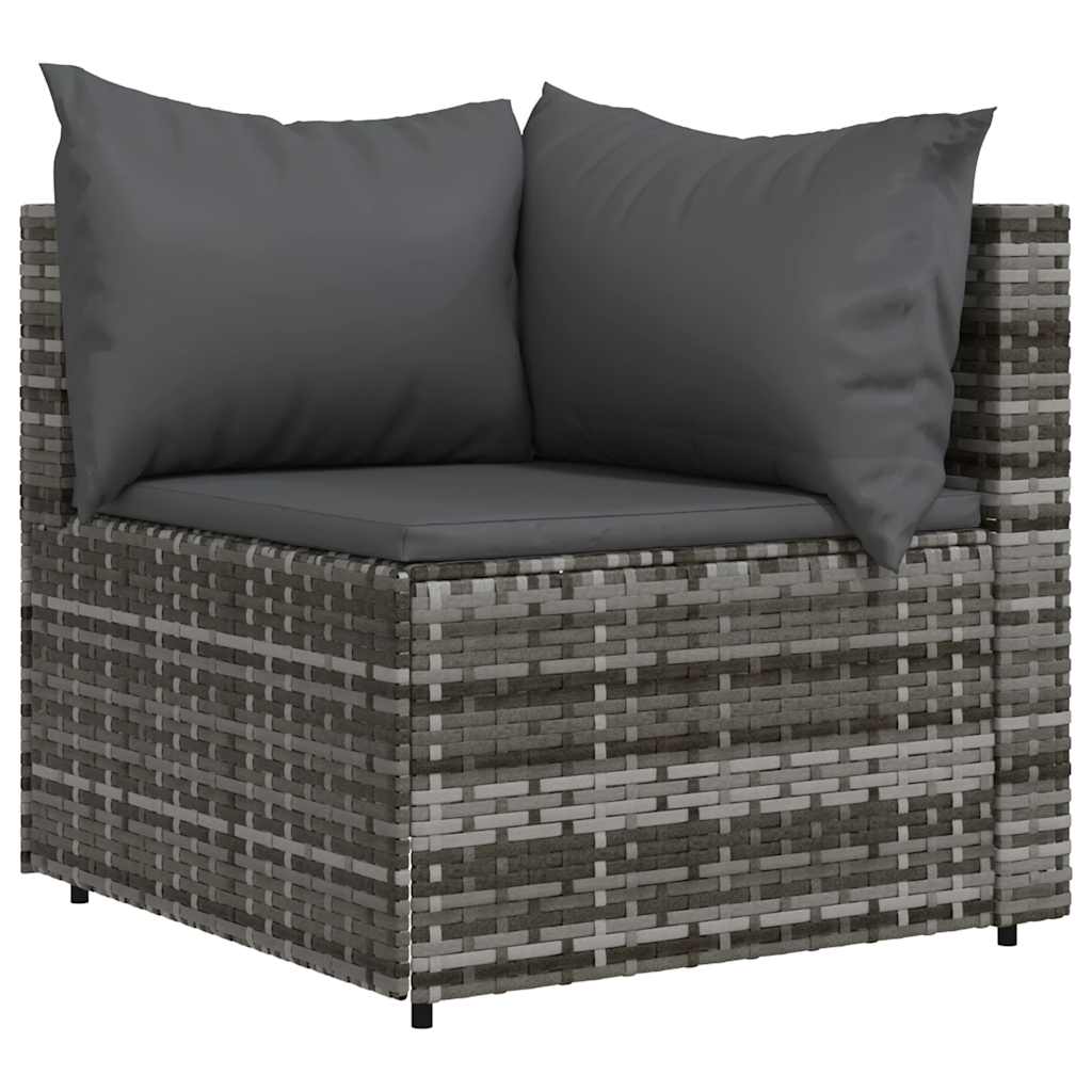 vidaXL Set mobilier de grădină cu perne, 3 piese, gri, poliratan vidaXL Set mobilier de grădină cu perne, 3 piese, gri, poliratan