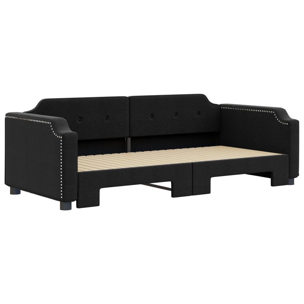 vidaXL Pat de zi cu extensie, negru, 80x200 cm, textil vidaXL Pat de zi cu extensie, negru, 80x200 cm, textil