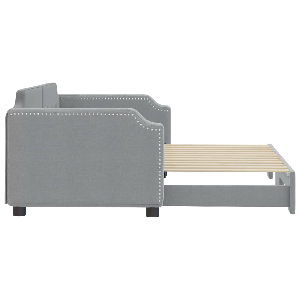 vidaXL Pat de zi cu extensie, gri deschis, 90x200 cm, textil
