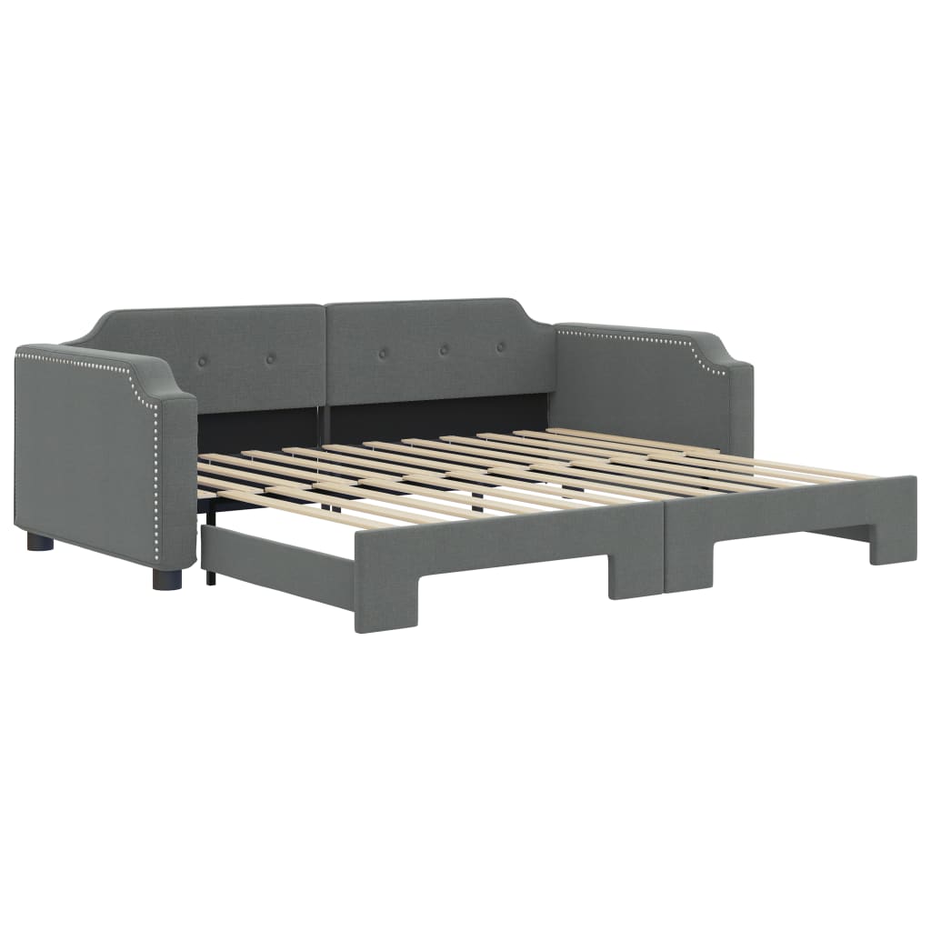 vidaXL Pat de zi cu extensie, gri închis, 90x200 cm, textil vidaXL Pat de zi cu extensie, gri închis, 90x200 cm, textil