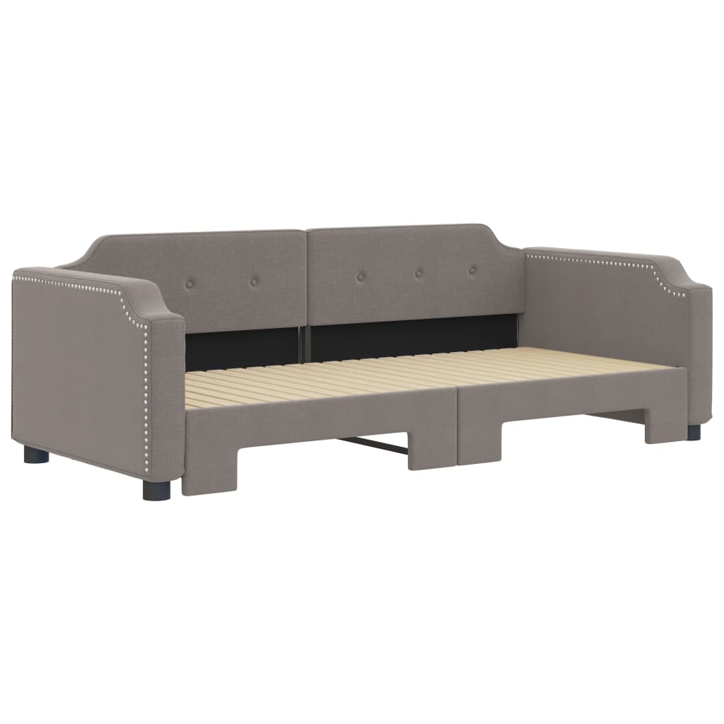 vidaXL Pat de zi cu extensie, gri taupe, 90x200 cm, textil vidaXL Pat de zi cu extensie, gri taupe, 90x200 cm, textil
