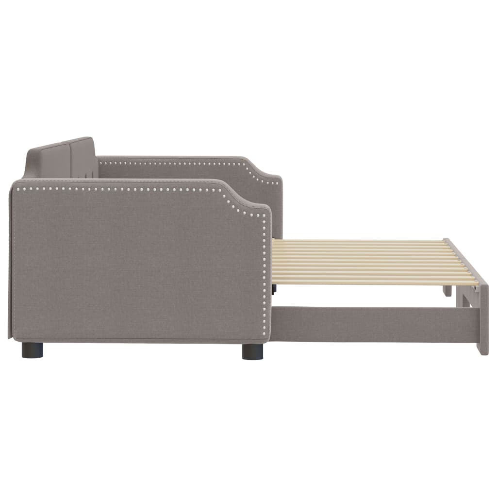 vidaXL Pat de zi cu extensie, gri taupe, 90x200 cm, textil vidaXL Pat de zi cu extensie, gri taupe, 90x200 cm, textil