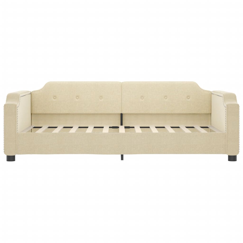 vidaXL Pat de zi cu extensie, crem, 90x200 cm, textil vidaXL Pat de zi cu extensie, crem, 90x200 cm, textil