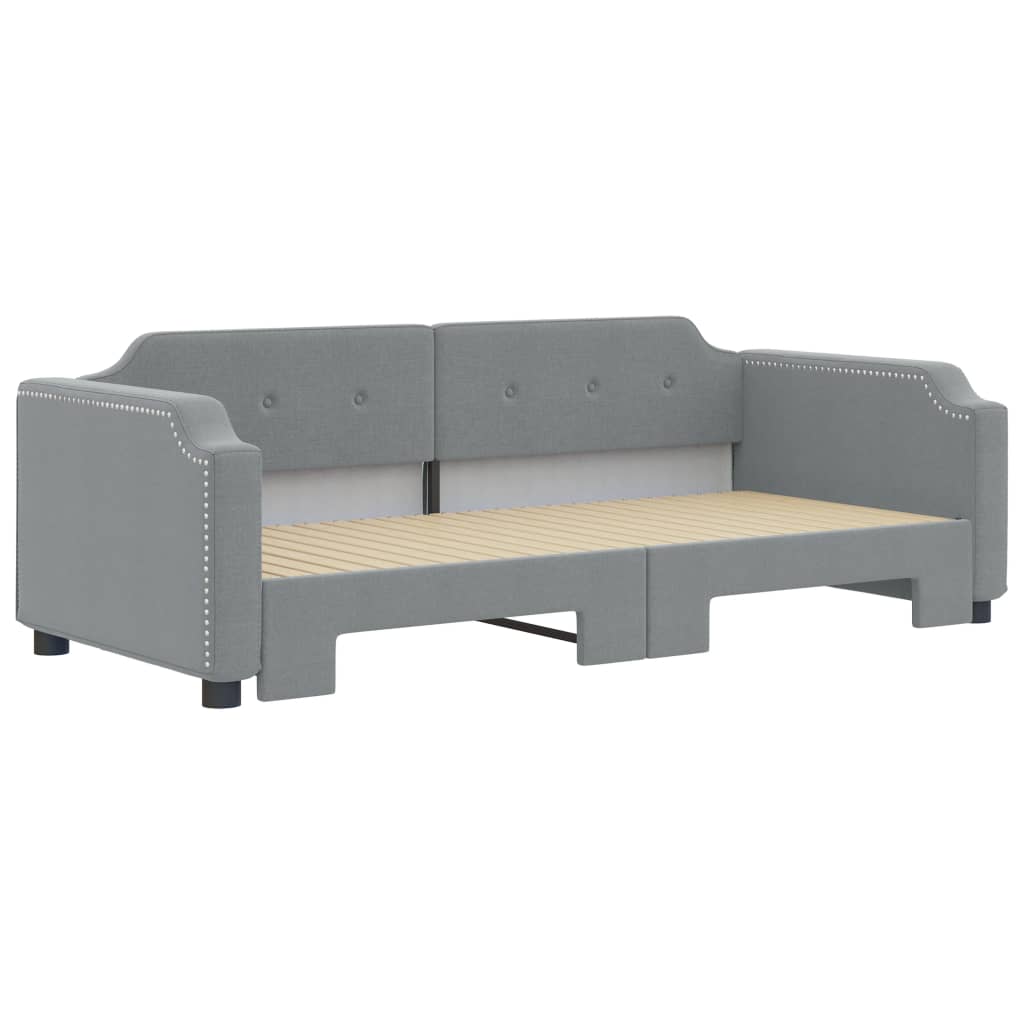vidaXL Pat de zi cu extensie, gri deschis, 100x200 cm, textil vidaXL Pat de zi cu extensie, gri deschis, 100x200 cm, textil