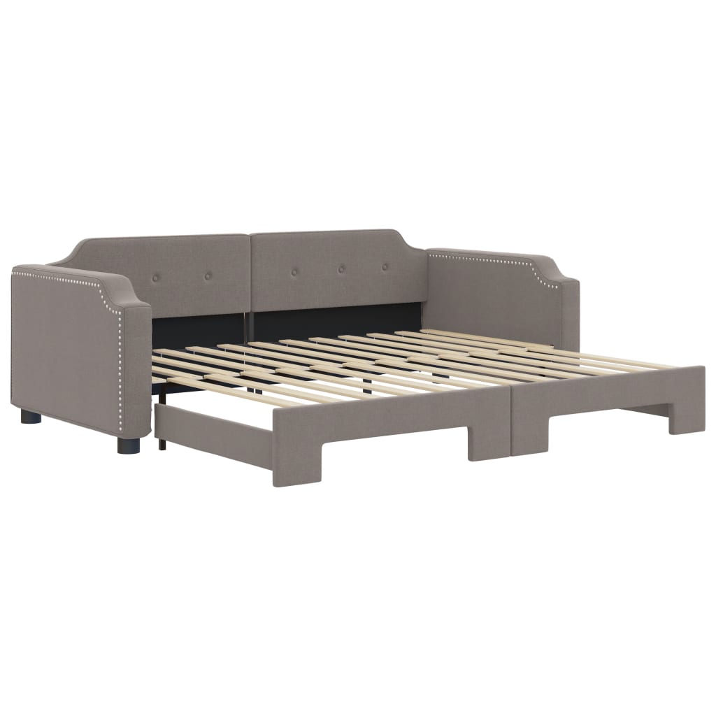 vidaXL Pat de zi cu extensie, gri taupe, 100x200 cm, textil vidaXL Pat de zi cu extensie, gri taupe, 100x200 cm, textil