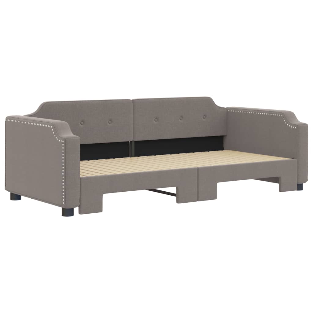 vidaXL Pat de zi cu extensie, gri taupe, 100x200 cm, textil vidaXL Pat de zi cu extensie, gri taupe, 100x200 cm, textil