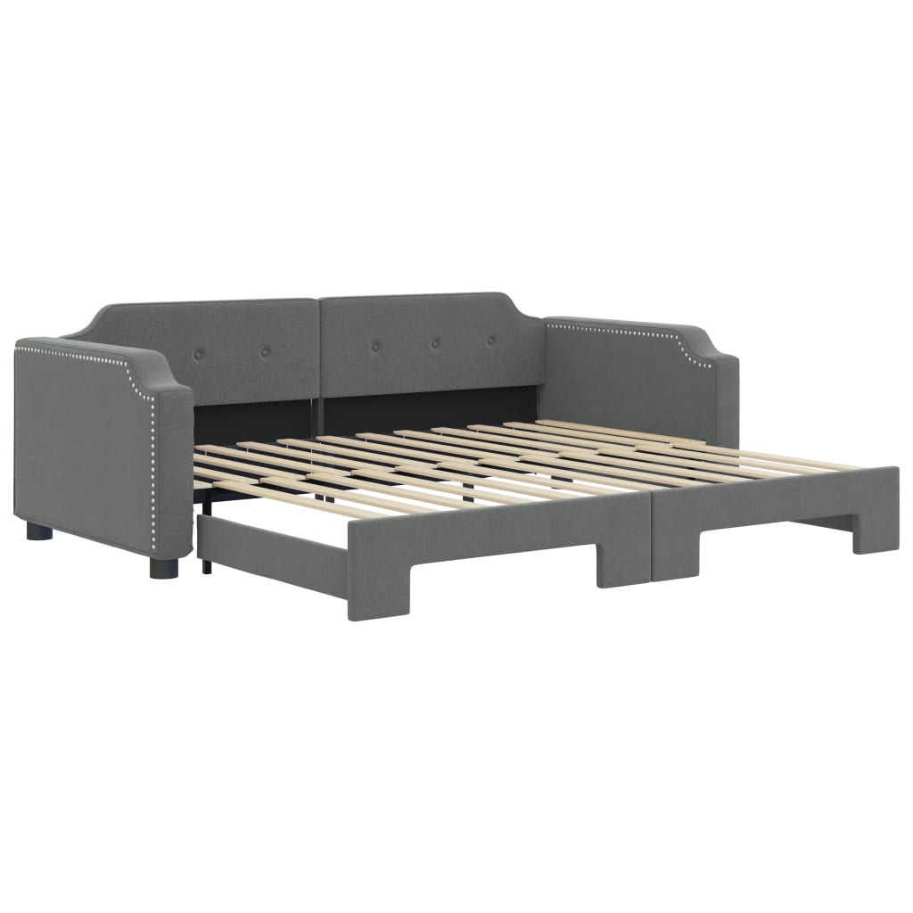 vidaXL Pat de zi cu extensie, gri închis, 90x190 cm, textil vidaXL Pat de zi cu extensie, gri închis, 90x190 cm, textil