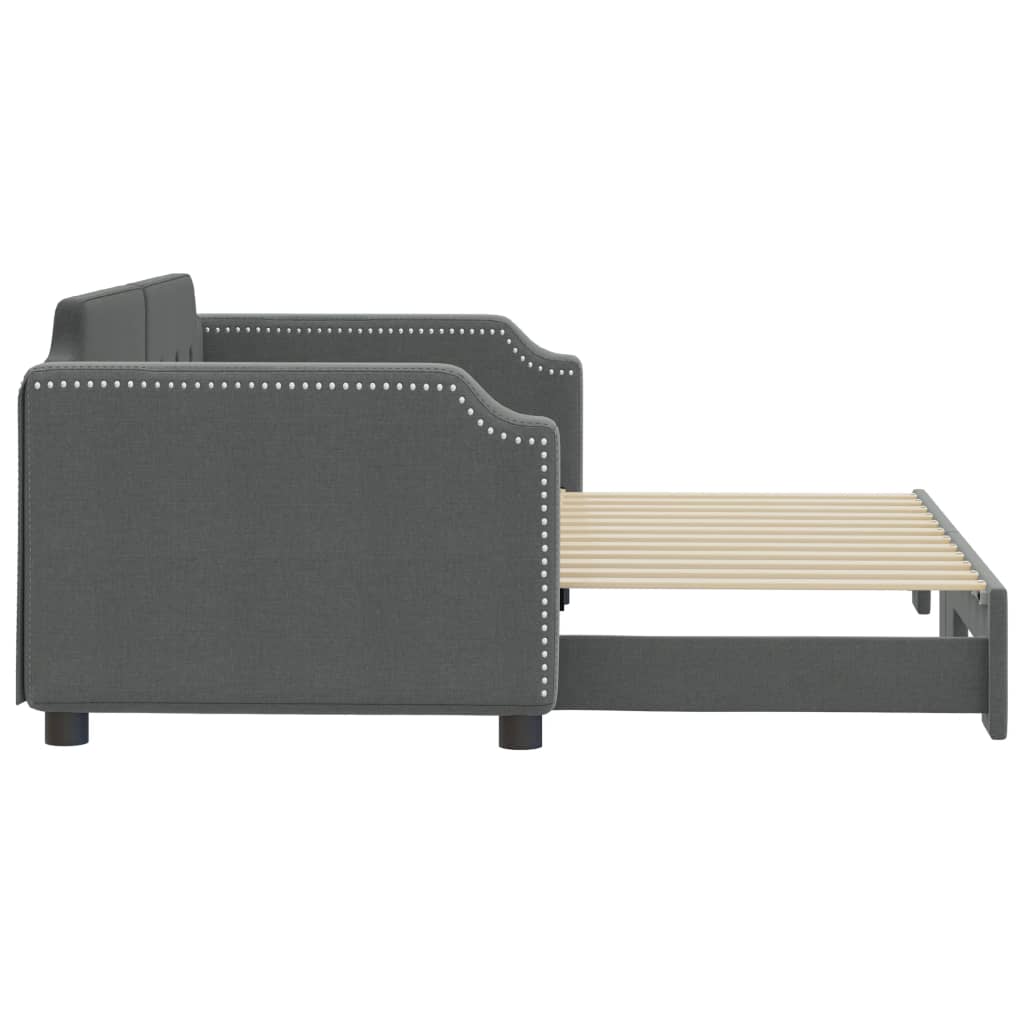 vidaXL Pat de zi cu extensie, gri închis, 90x190 cm, textil vidaXL Pat de zi cu extensie, gri închis, 90x190 cm, textil