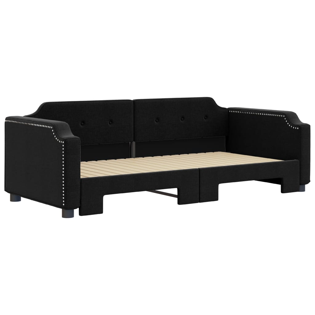 vidaXL Pat de zi cu extensie, negru, 90x190 cm, textil vidaXL Pat de zi cu extensie, negru, 90x190 cm, textil