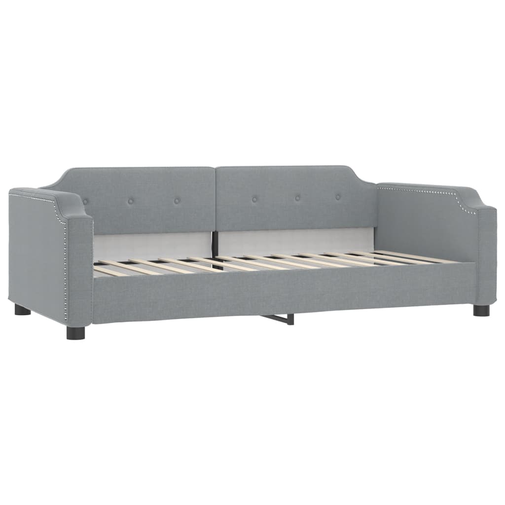 vidaXL Pat de zi cu extensie și saltele, gri deschis, 80x200 cm textil vidaXL Pat de zi cu extensie și saltele, gri deschis, 80x200 cm textil