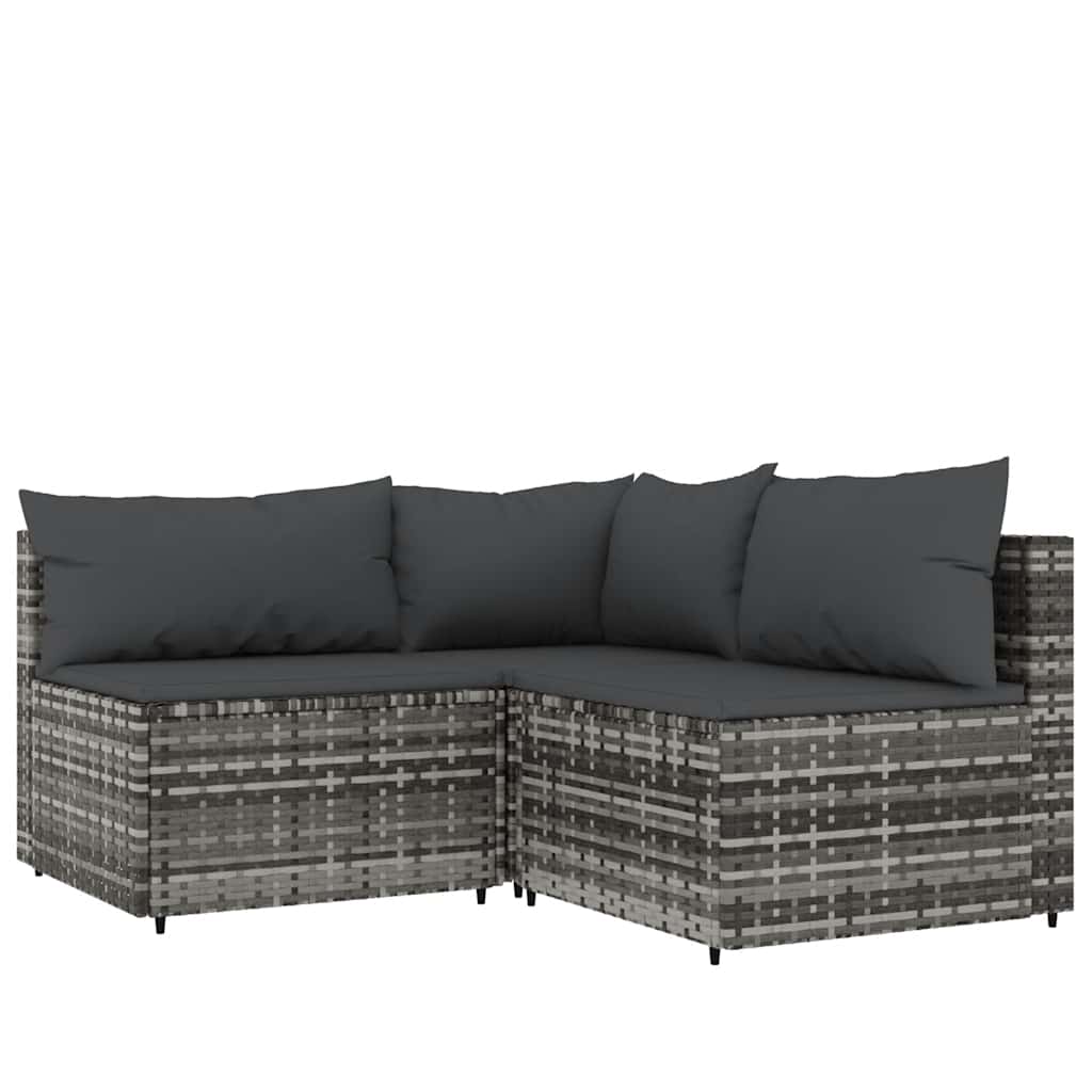 vidaXL Set mobilier de grădină cu perne, 4 piese, gri, poliratan vidaXL Set mobilier de grădină cu perne, 4 piese, gri, poliratan