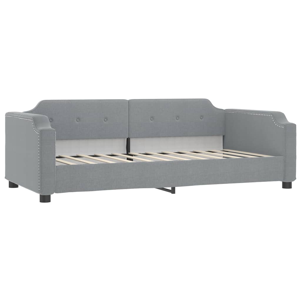vidaXL Pat de zi cu extensie și saltele, gri deschis 90x200 cm textil