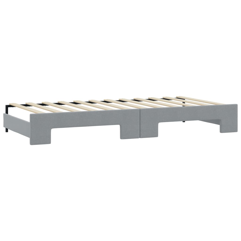vidaXL Pat de zi cu extensie și saltele, gri deschis 90x200 cm textil
