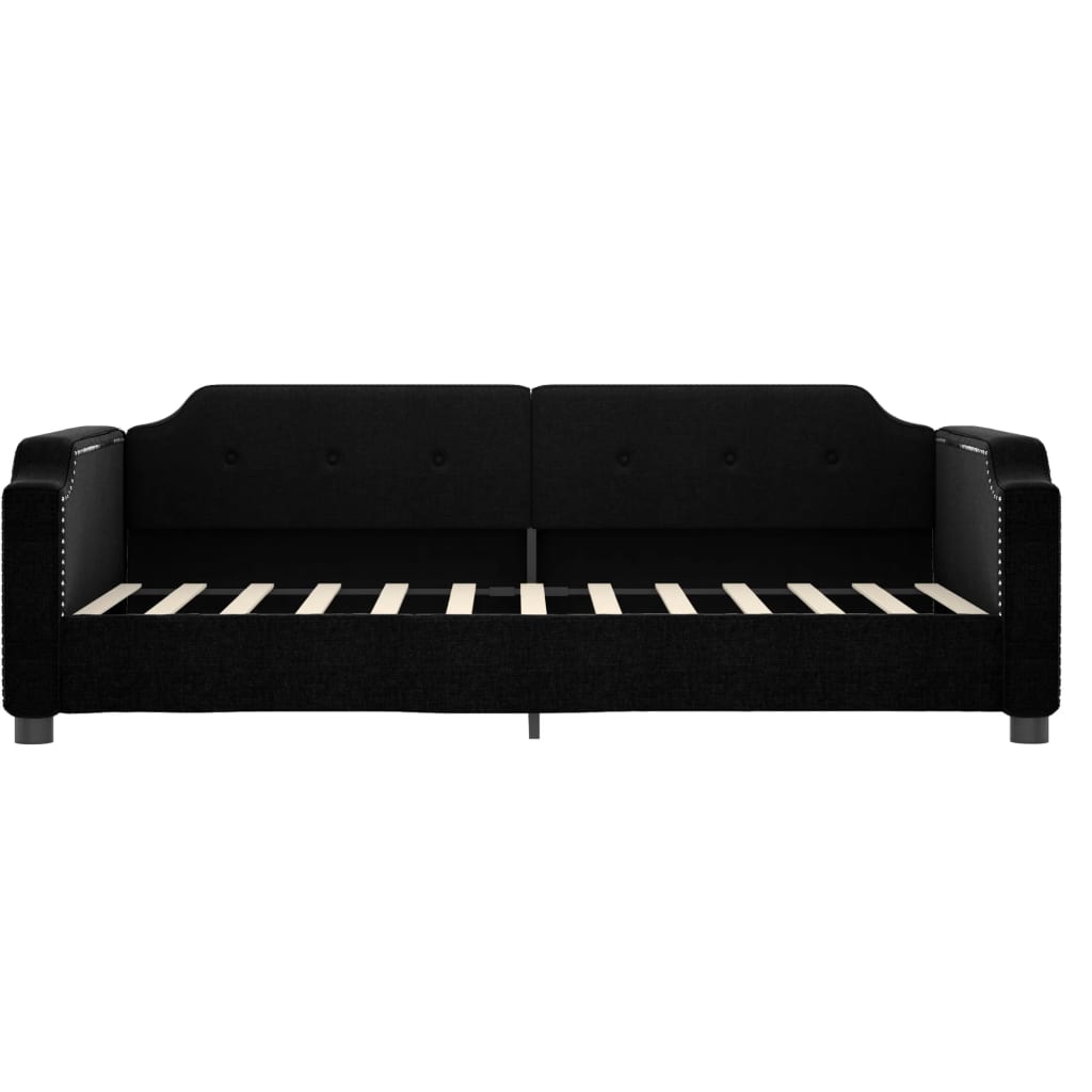 vidaXL Pat de zi cu extensie și sertare, negru, 80x200 cm, textil