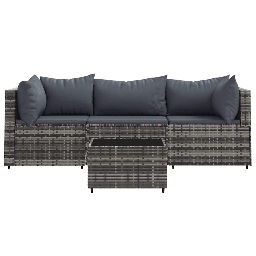 vidaXL Set mobilier de grădină cu perne, 4 piese, gri, poliratan vidaXL Set mobilier de grădină cu perne, 4 piese, gri, poliratan