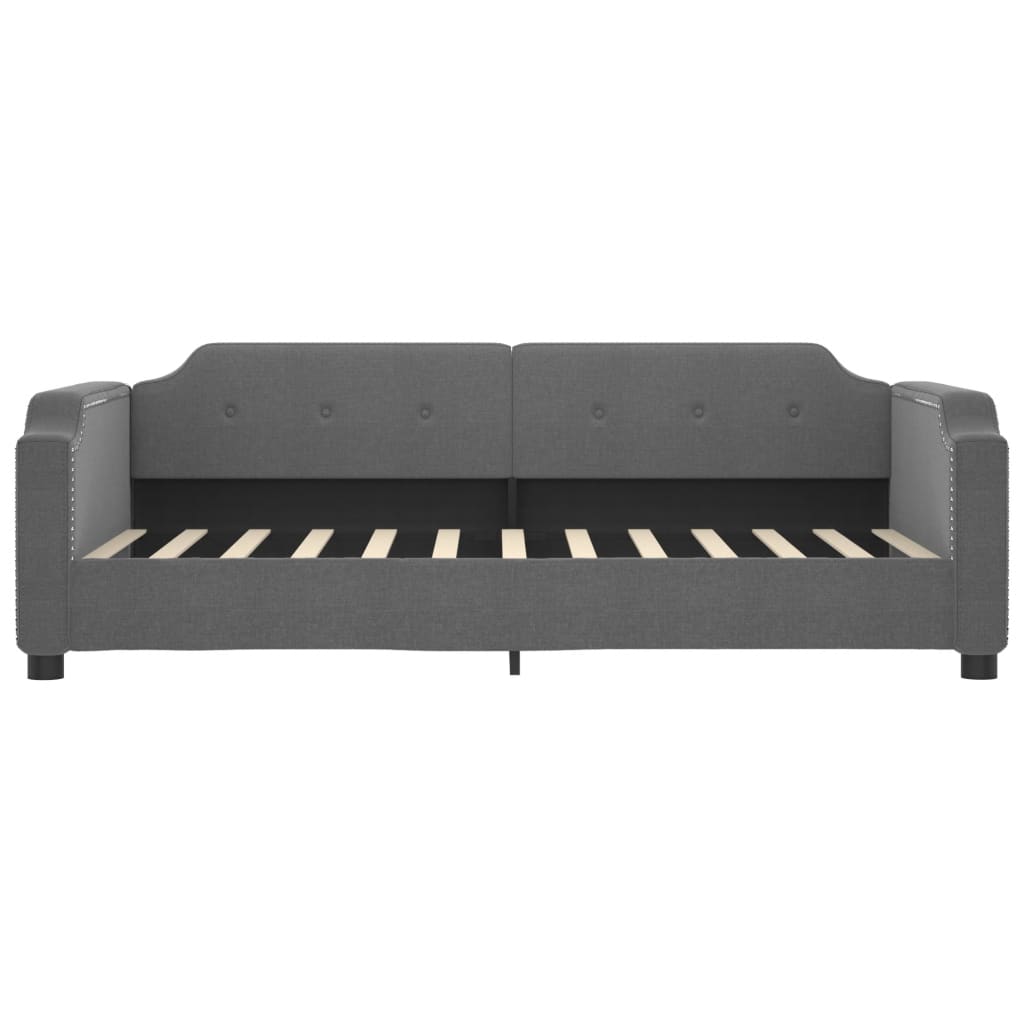 vidaXL Pat de zi cu extensie și sertare, gri închis, 90x200 cm textil