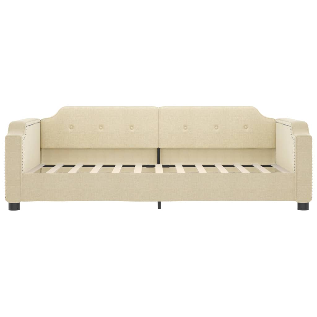 vidaXL Pat de zi cu extensie și sertare, crem, 90x200 cm, textil vidaXL Pat de zi cu extensie și sertare, crem, 90x200 cm, textil