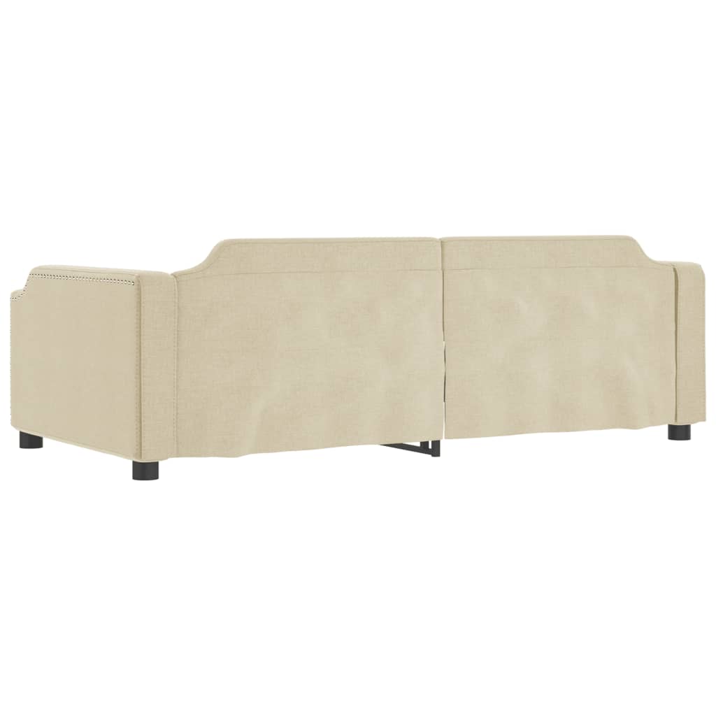 vidaXL Pat de zi cu extensie și sertare, crem, 100x200 cm, textil