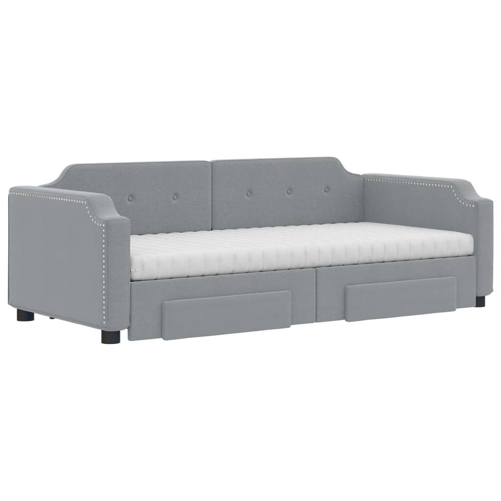 vidaXL Pat de zi cu extensie și sertare, gri deschis, 80x200 cm textil