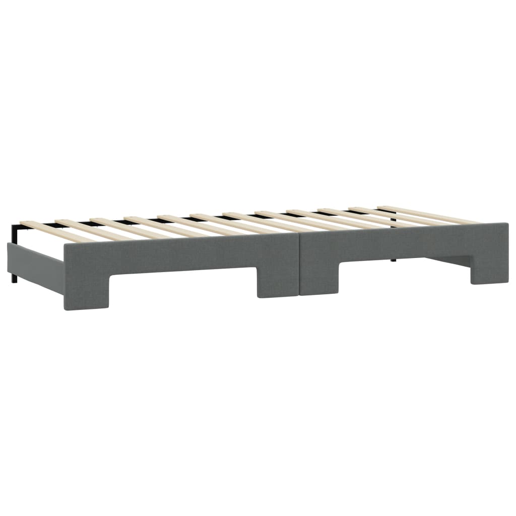 vidaXL Pat de zi cu extensie și sertare, gri închis, 80x200 cm textil