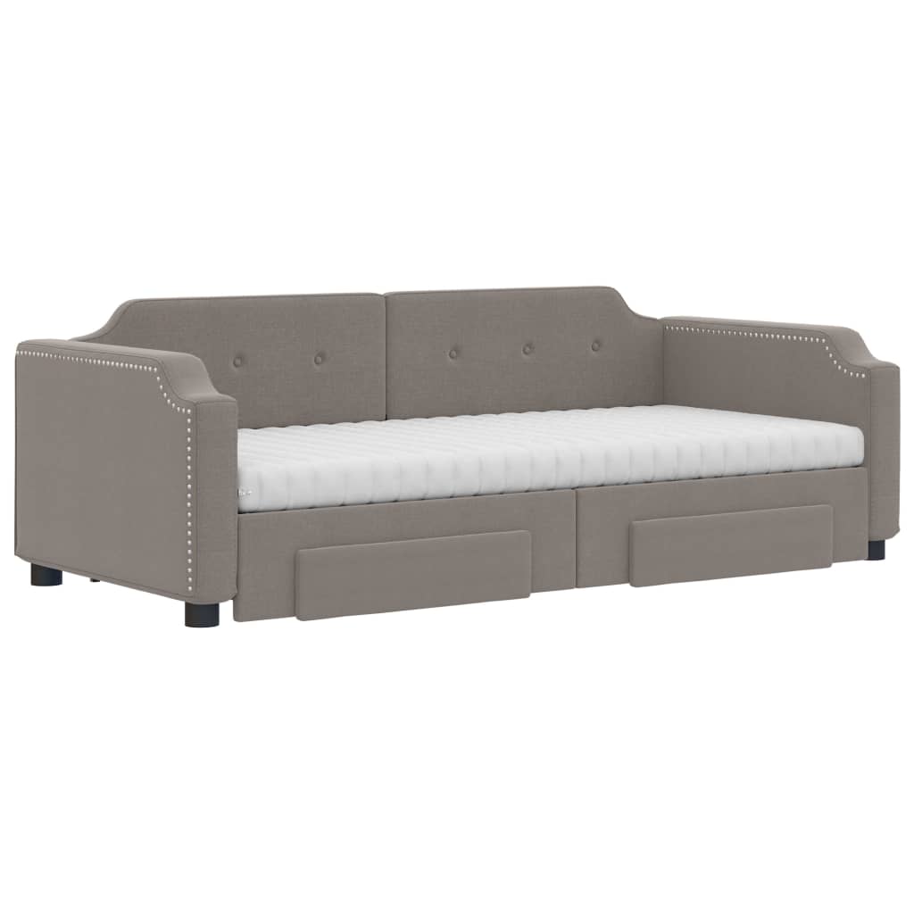 vidaXL Pat de zi cu extensie și sertare, gri taupe, 80x200 cm, textil