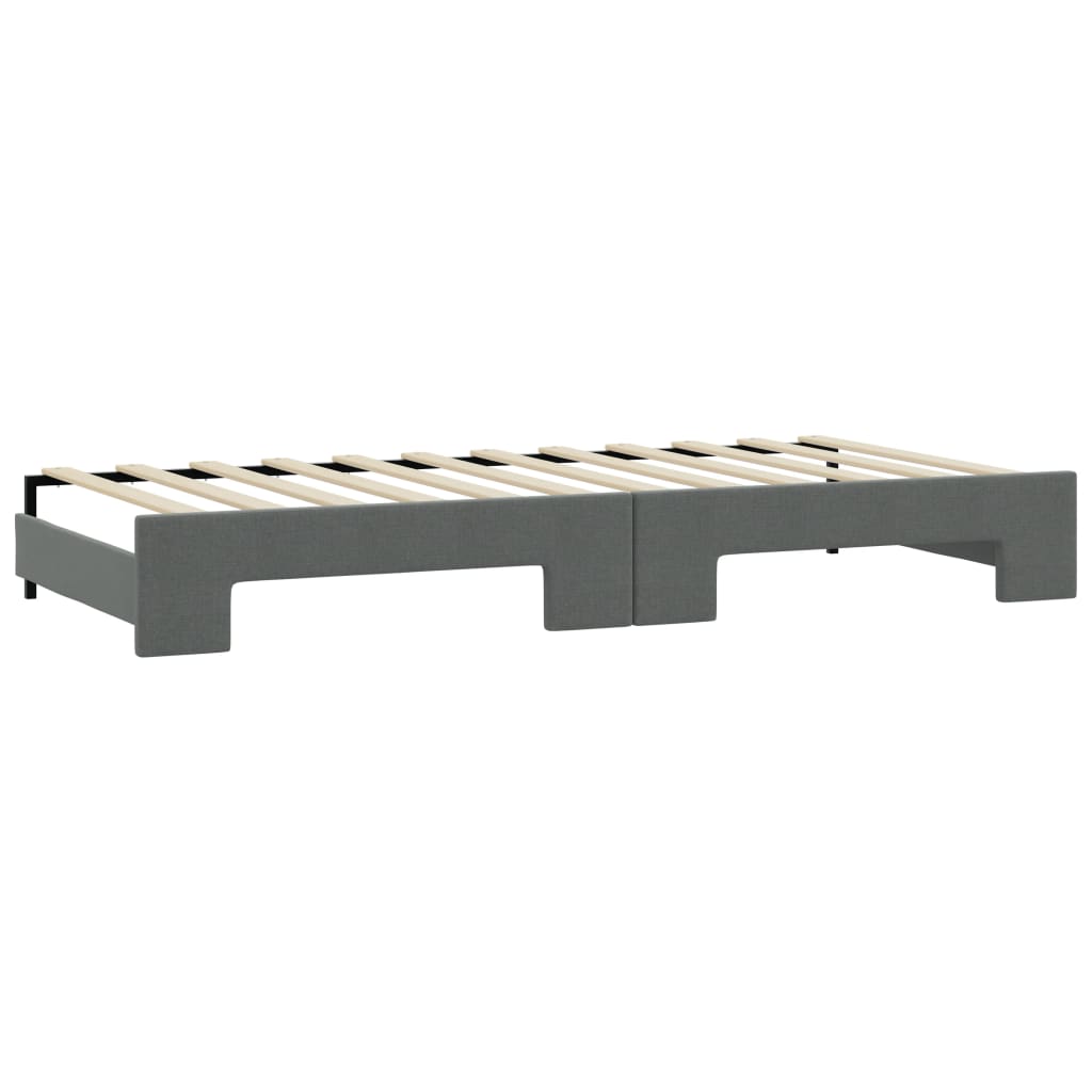 vidaXL Pat de zi cu extensie și sertare, gri închis, 90x200 cm textil