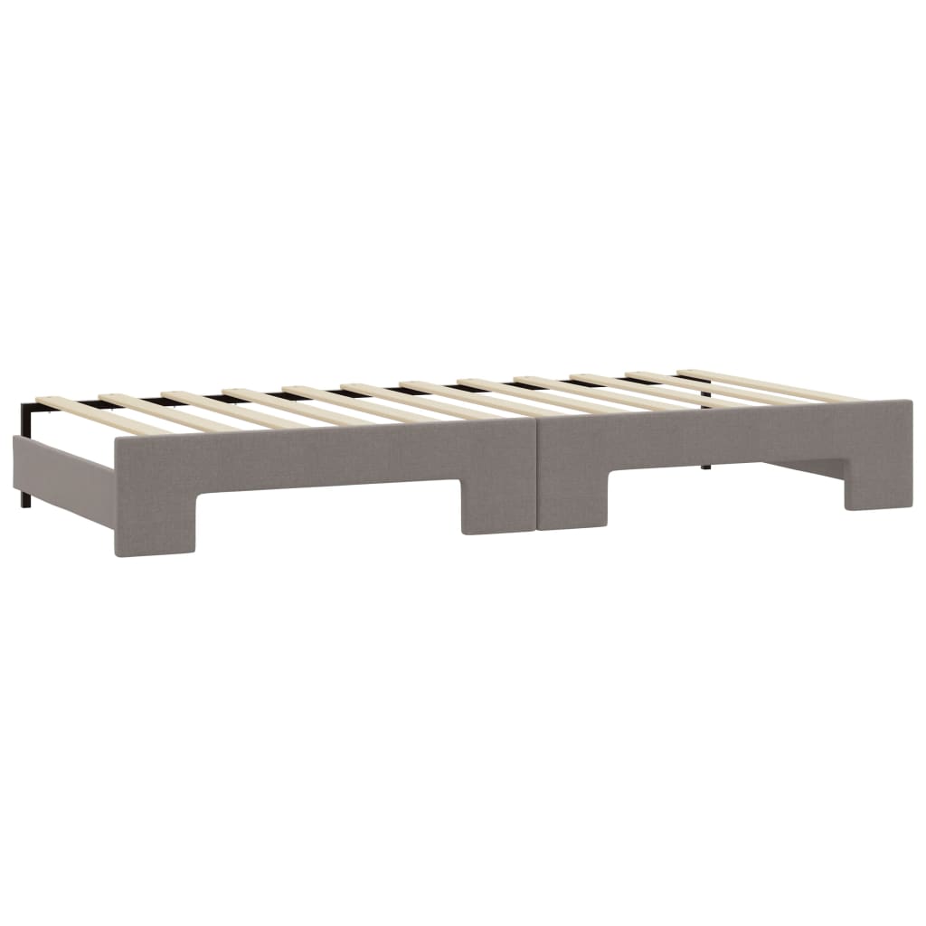 vidaXL Pat de zi cu extensie și sertare, gri taupe, 100x200 cm, textil