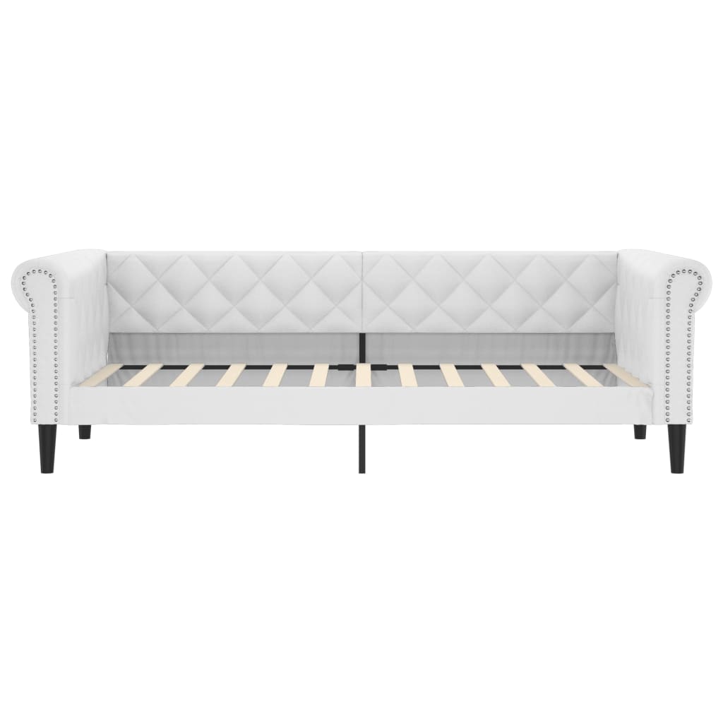 vidaXL Pat de zi cu saltea, alb, 90x200 cm, piele ecologică