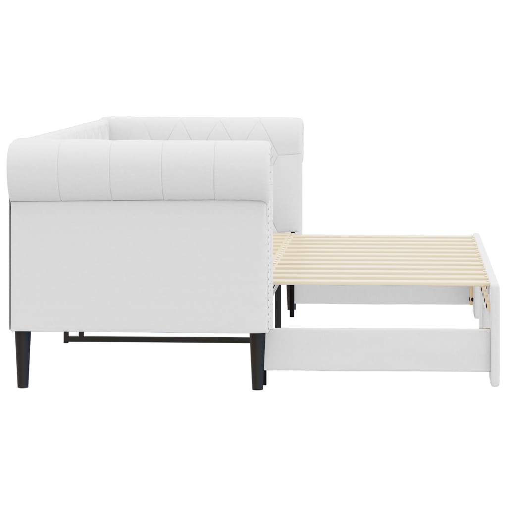 vidaXL Pat de zi cu extensie, alb, 90x200 cm, piele ecologică