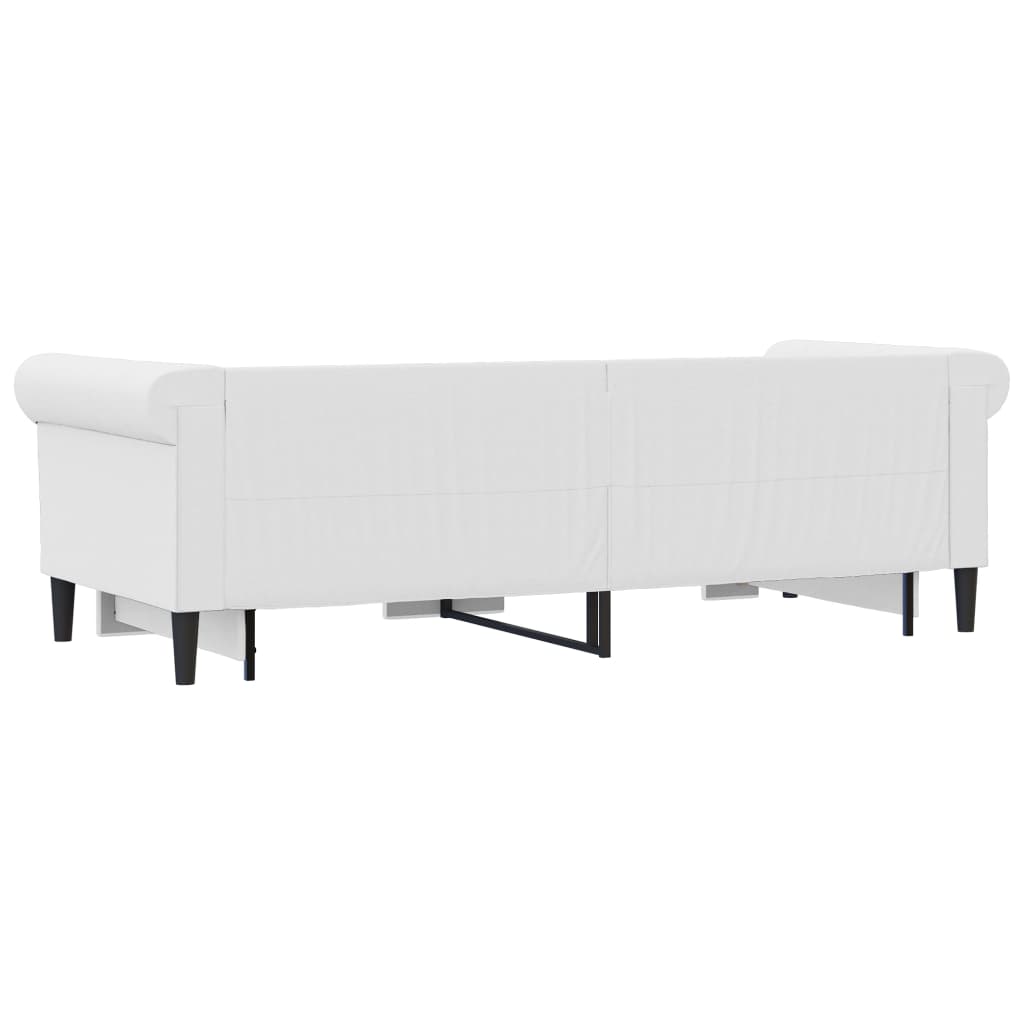 vidaXL Pat de zi cu extensie, alb, 90x200 cm, piele ecologică