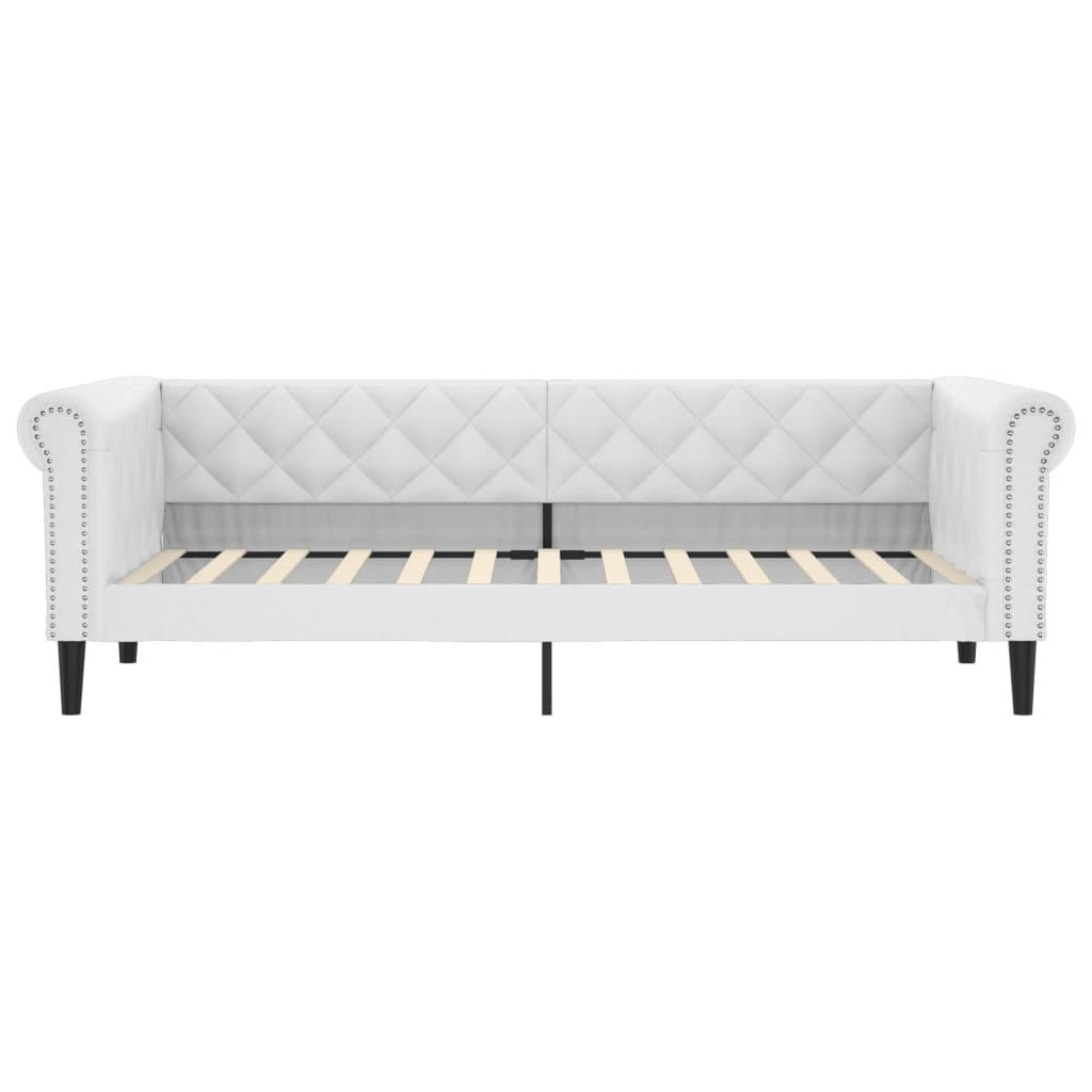 vidaXL Pat de zi cu extensie, alb, 90x200 cm, piele ecologică